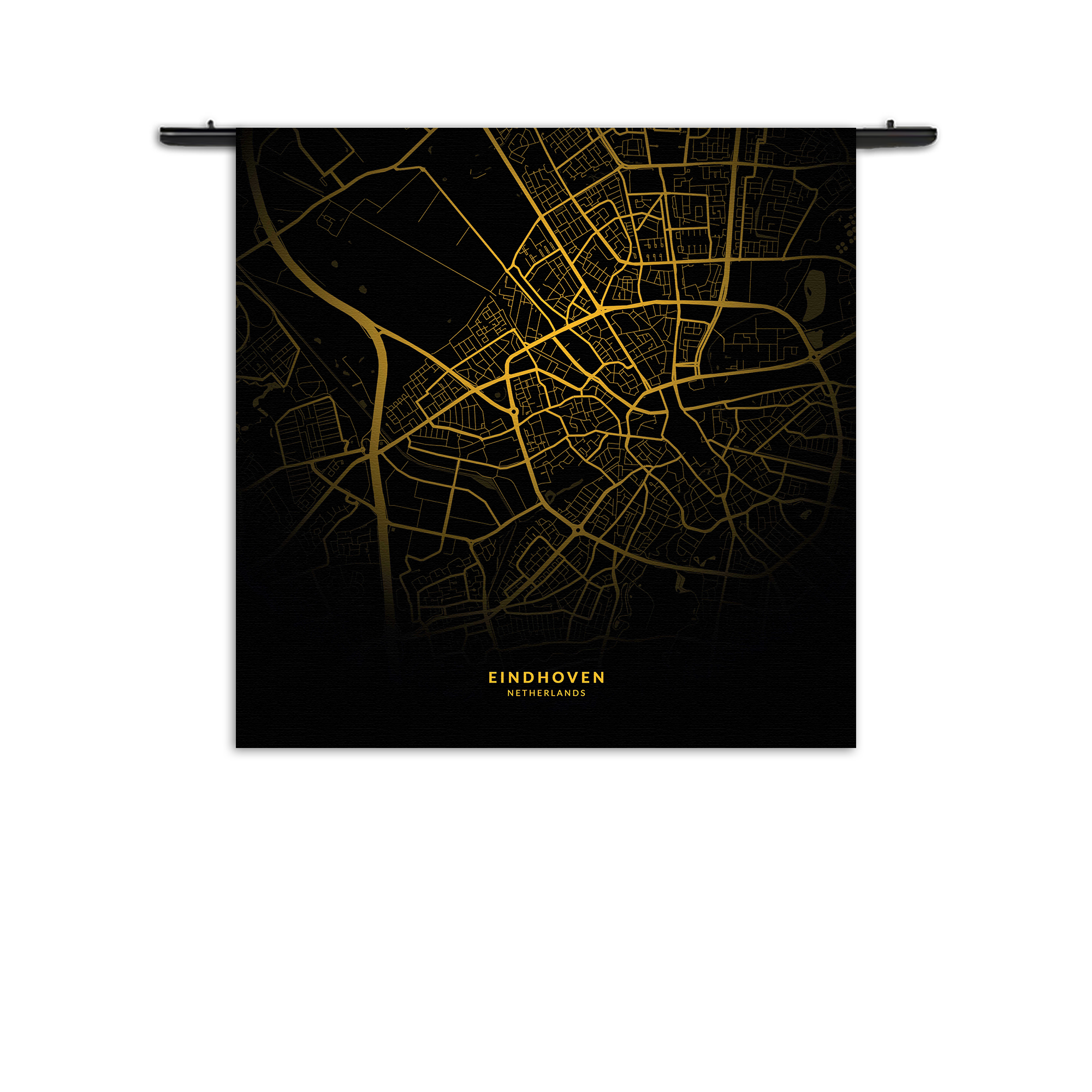 Wandkleed Eindhoven Plattegrond Zwart Geel Rechthoek Vierkant
