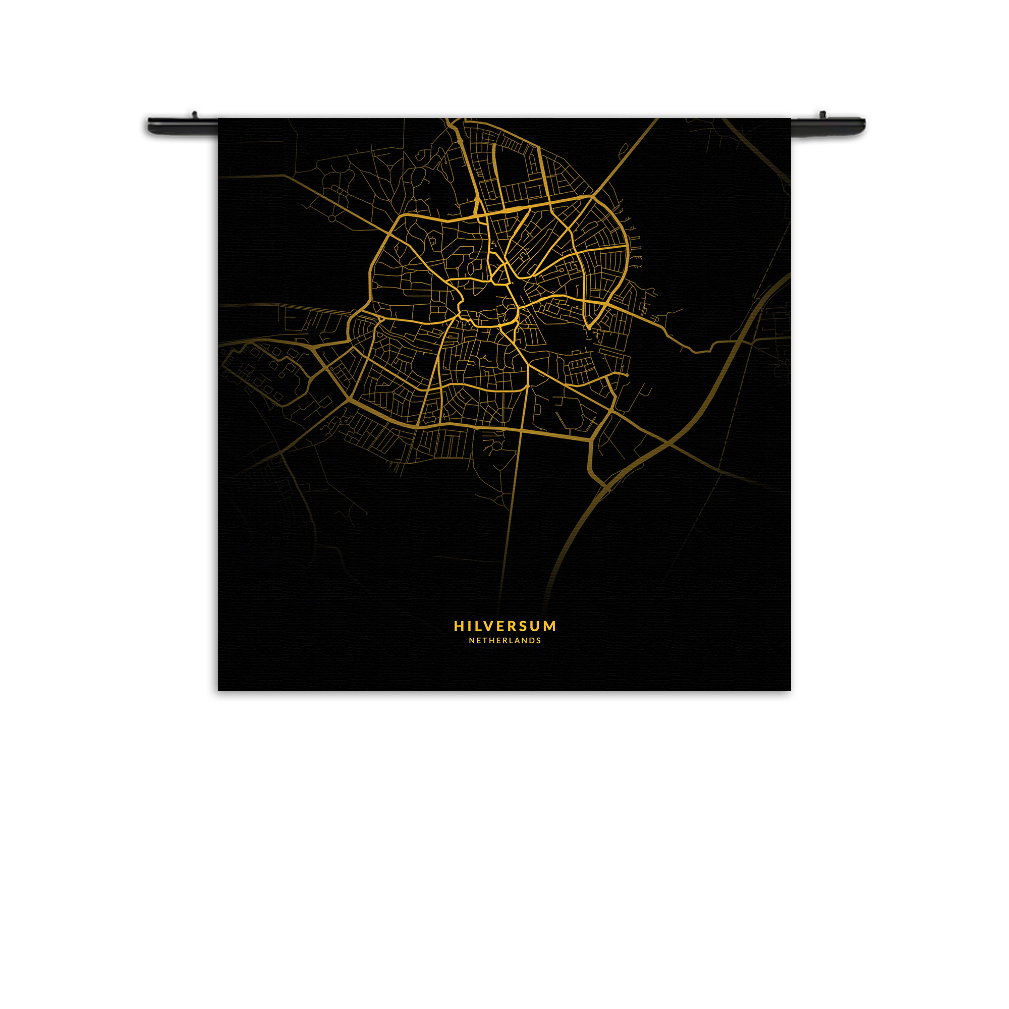 Wandkleed Hilversum Plattegrond Zwart Geel Rechthoek Vierkant