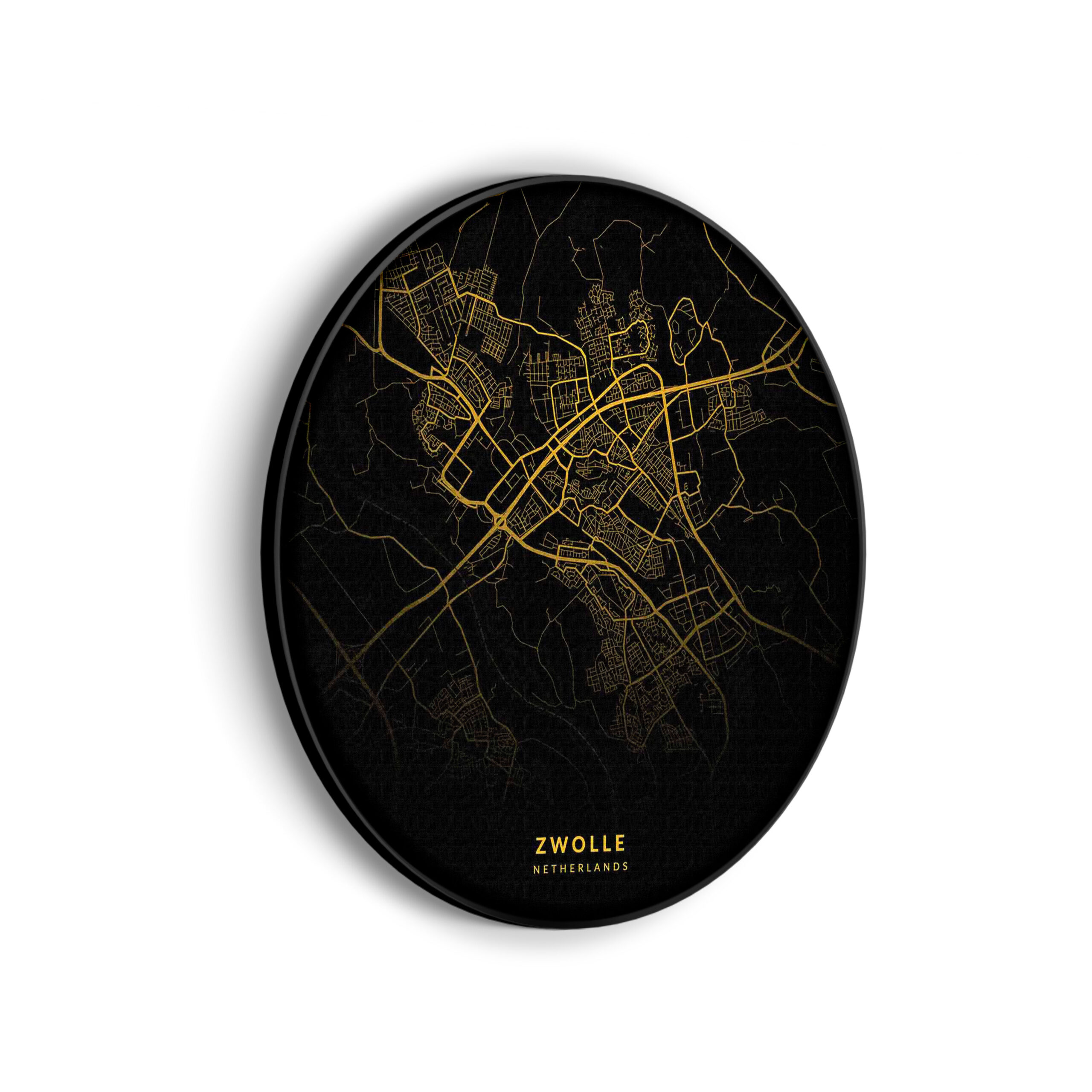 Akoestisch Schilderij Zwolle Plattegrond Zwart Geel Rond - Muurcirkel Template Vierkant Rond Steden 88 scaled 1