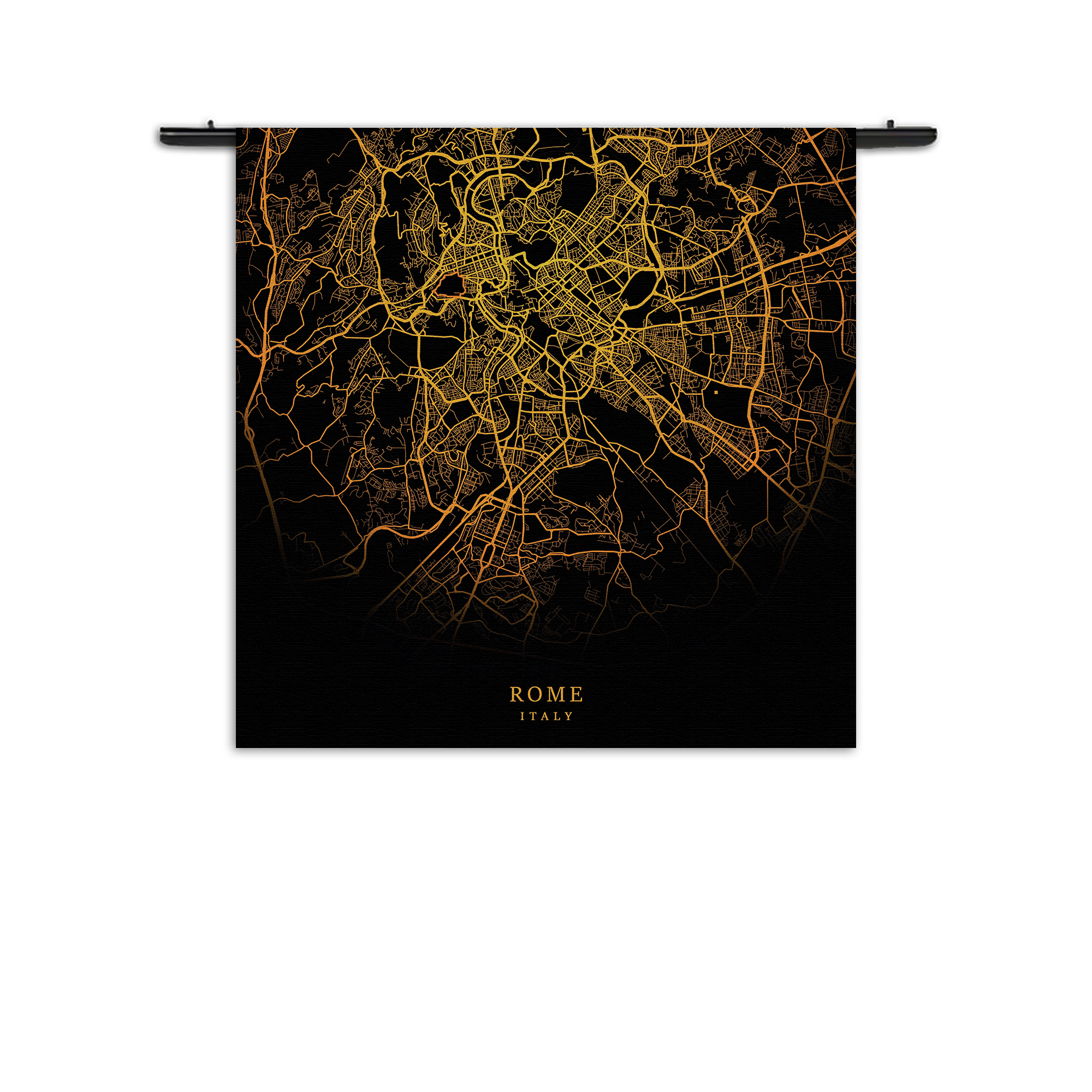 Wandkleed Rome Plattegrond Zwart Geel Rechthoek Vierkant