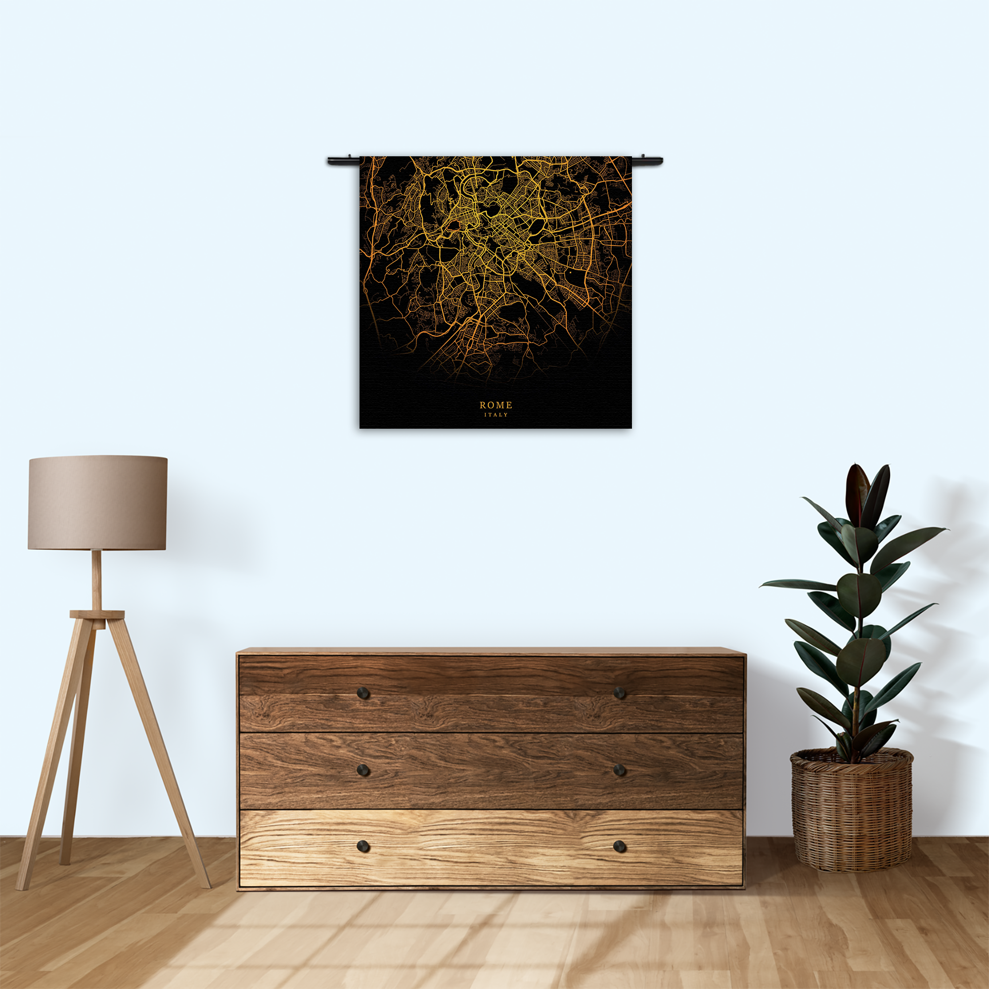 Wandkleed Rome Plattegrond Zwart Geel Rechthoek Vierkant Template Vierkant Rond Steden 92 3