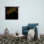 Wandkleed Naples Napels Plattegrond Zwart Geel Rechthoek Vierkant Template Vierkant Rond Steden 93 2