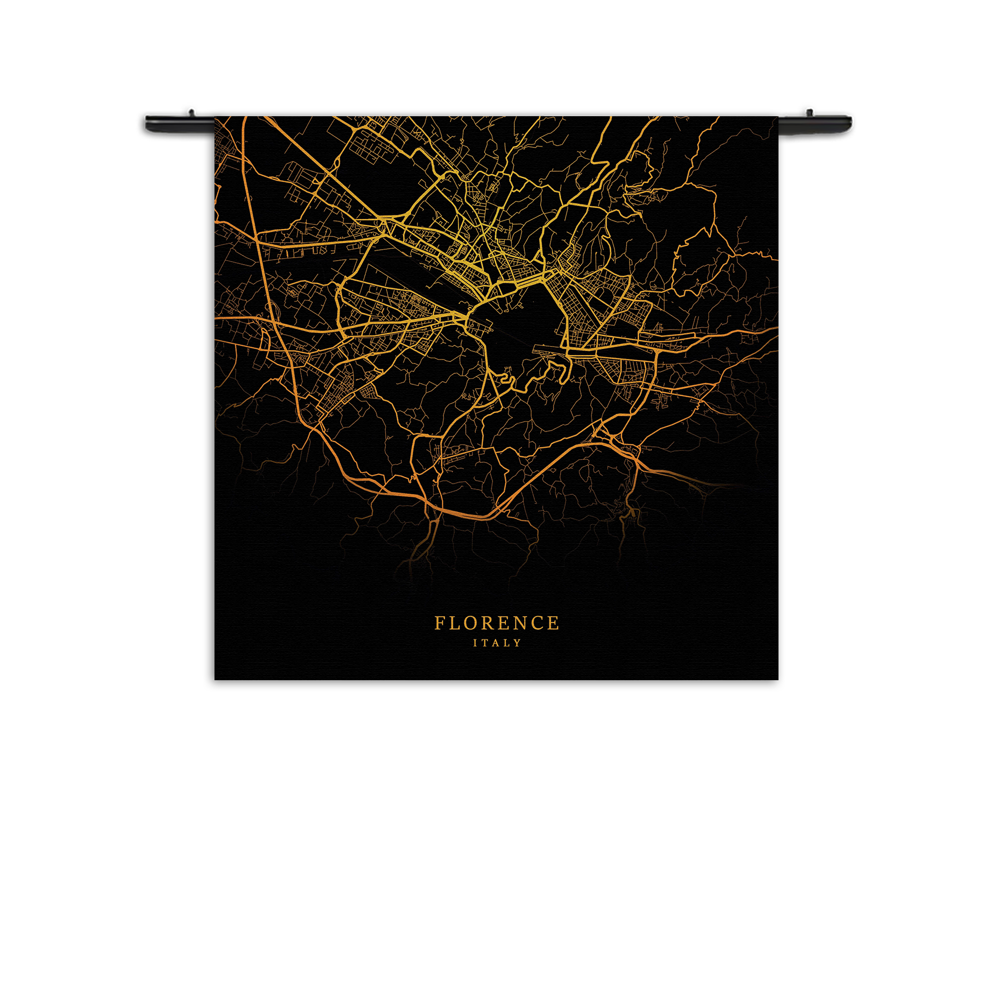 Wandkleed Florence Plattegrond Zwart Geel Rechthoek Vierkant