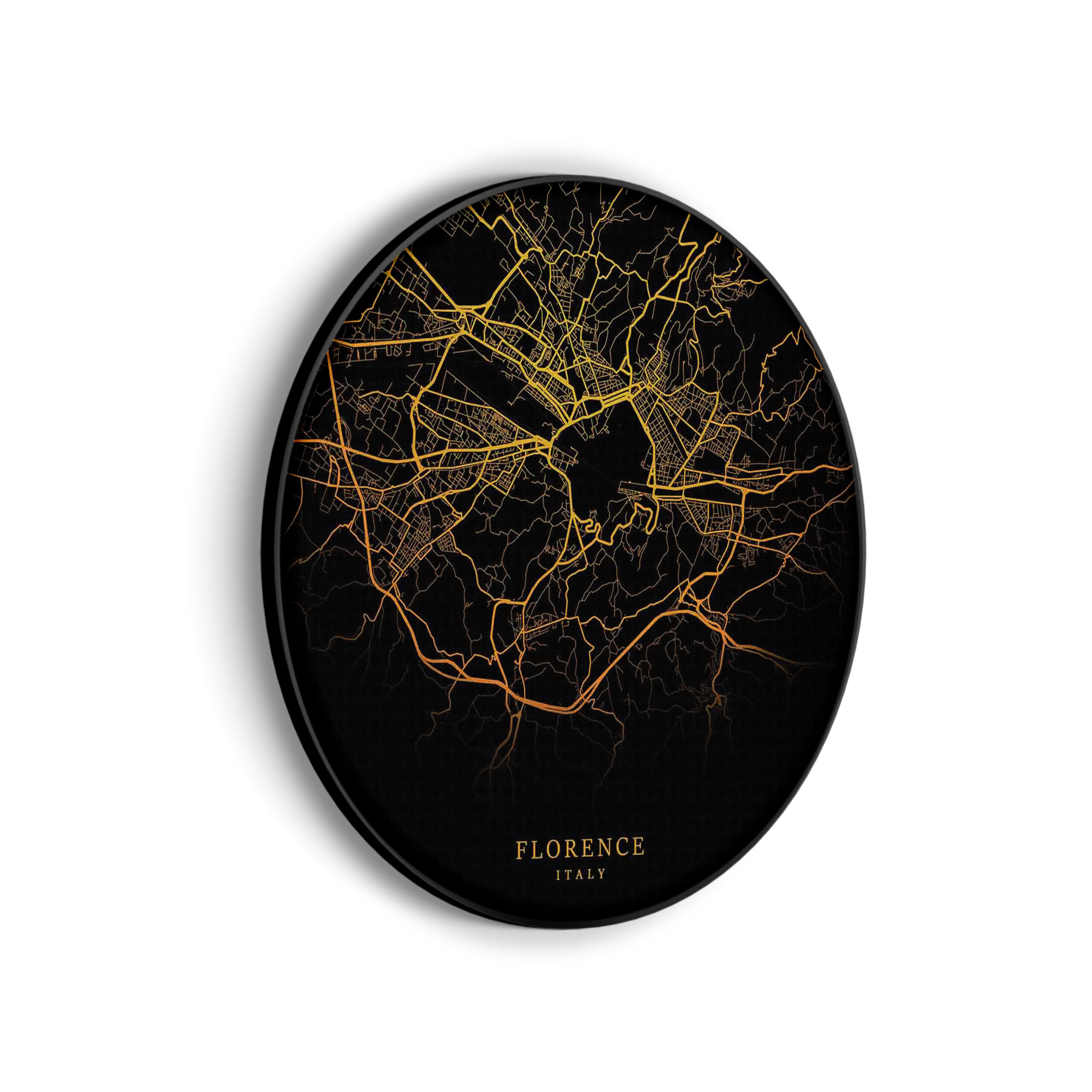 Akoestisch Schilderij Florence Plattegrond Zwart Geel Rond - Muurcirkel Template Vierkant Rond Steden 95 scaled 1