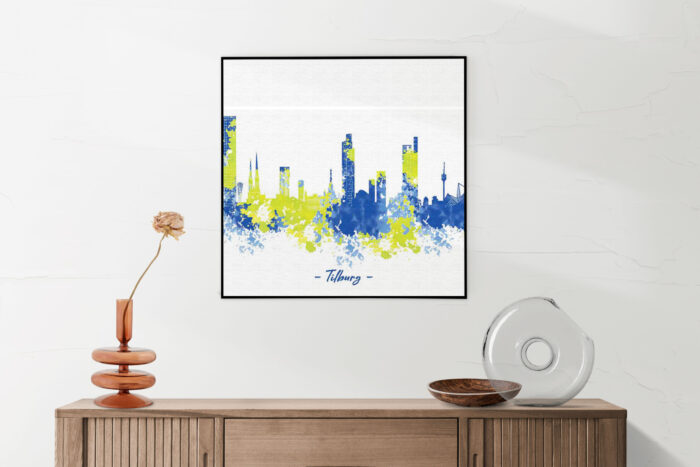 Akoestisch Schilderij Skyline Tilburg Watercolor Paint Vierkant Template Vierkant Rond Steden 97 2 1 scaled 1