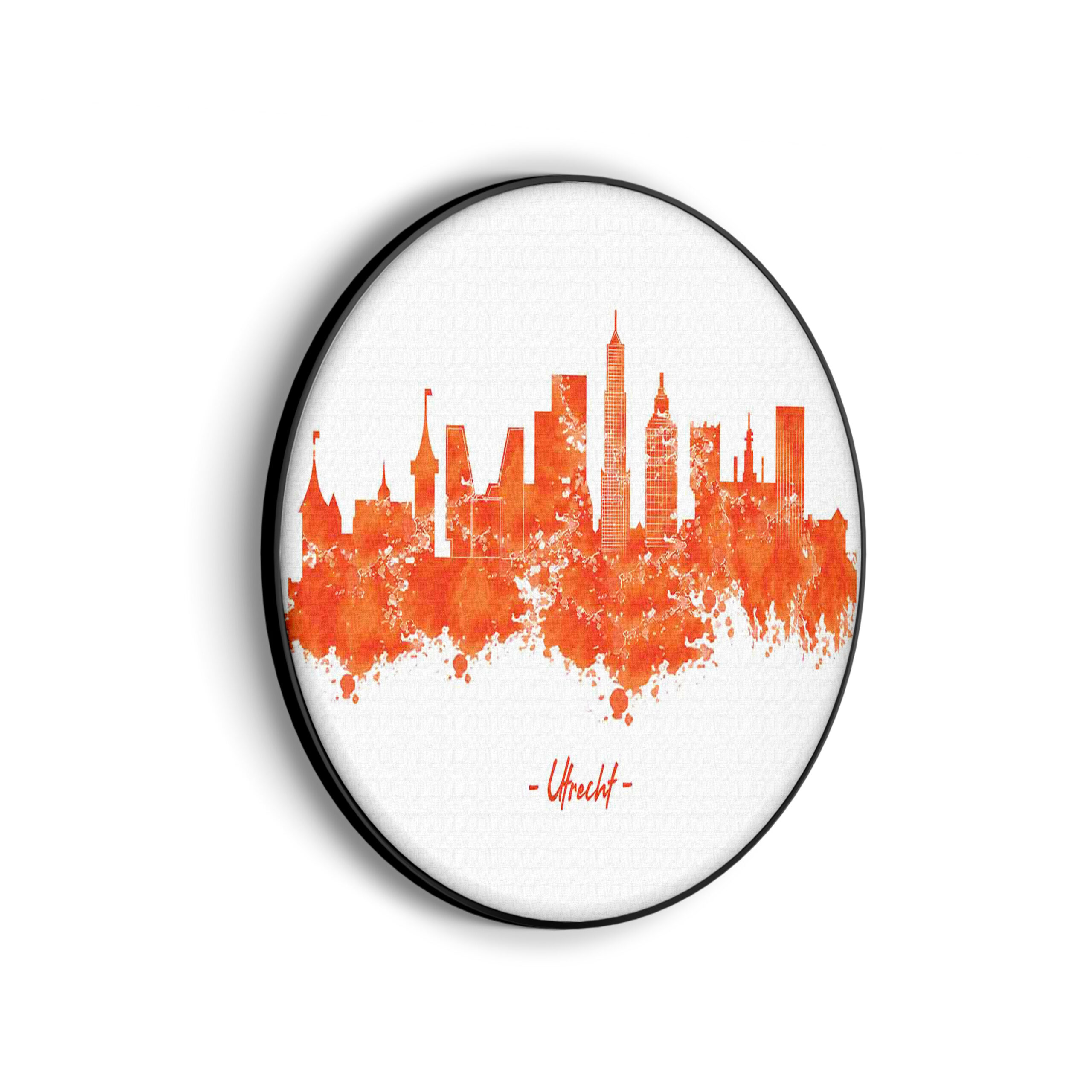 Akoestisch Schilderij Skyline Utrecht Watercolor Paint Rond - Muurcirkel Template Vierkant Rond Steden 98 1 scaled 1