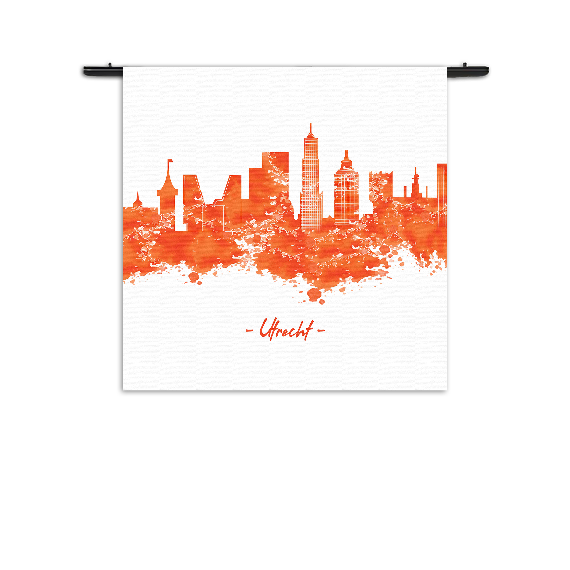 Wandkleed Skyline Utrecht Watercolor Paint Rechthoek Vierkant