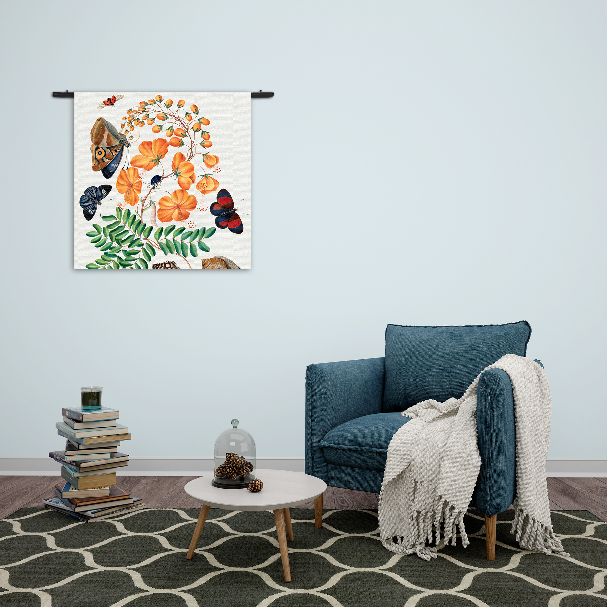 Wandkleed Prent Natuur Vogel en Bloemen 13 Rechthoek Vierkant Template Vierkant Rond Vintage 13 2