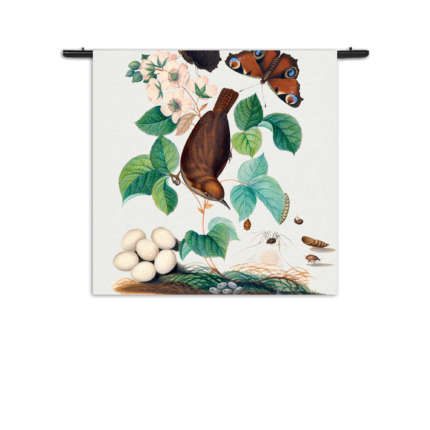 Wandkleed Prent Natuur Vogel en Bloemen 03 Rechthoek Vierkant