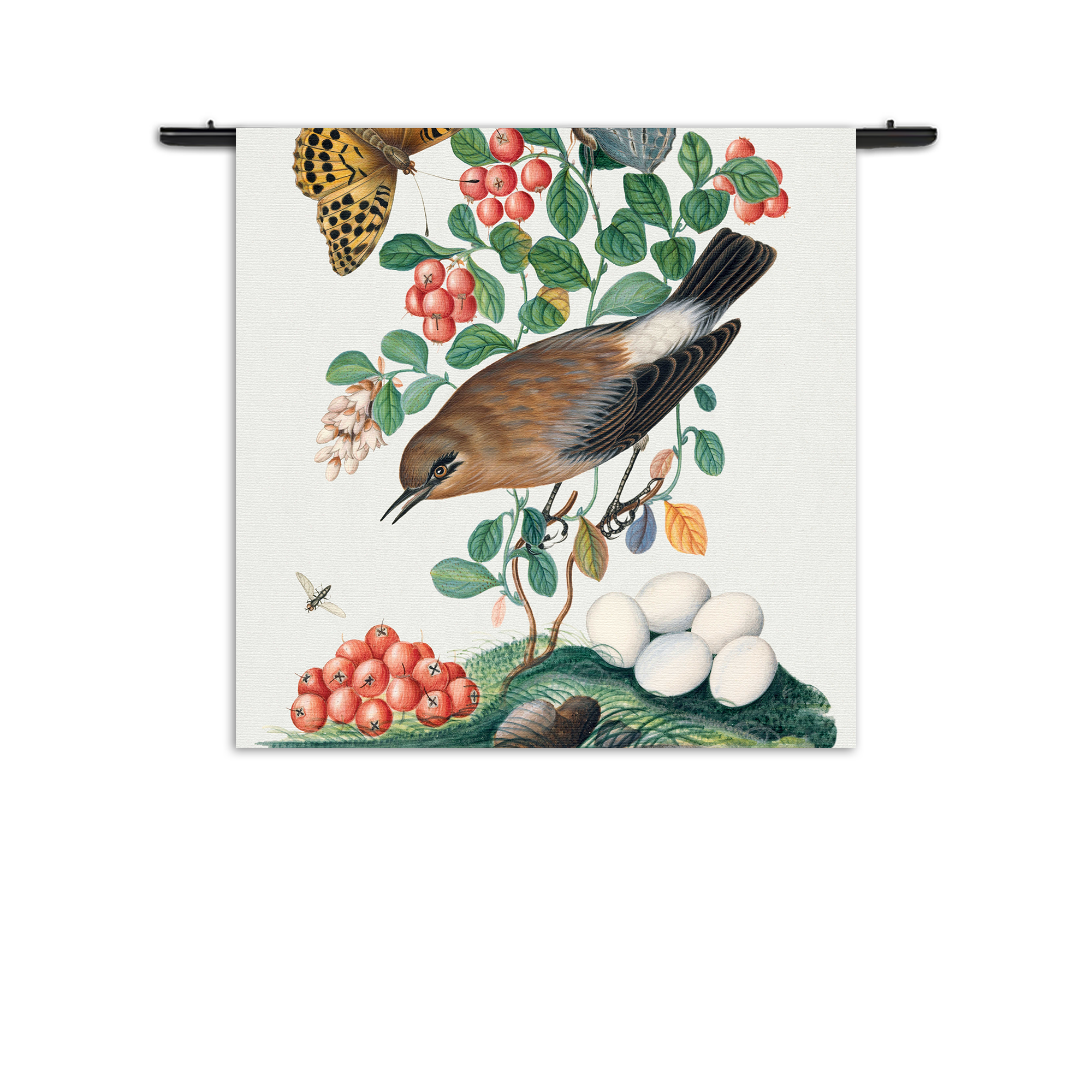 Wandkleed Prent Natuur Vogel en Bloemen 05 Rechthoek Vierkant