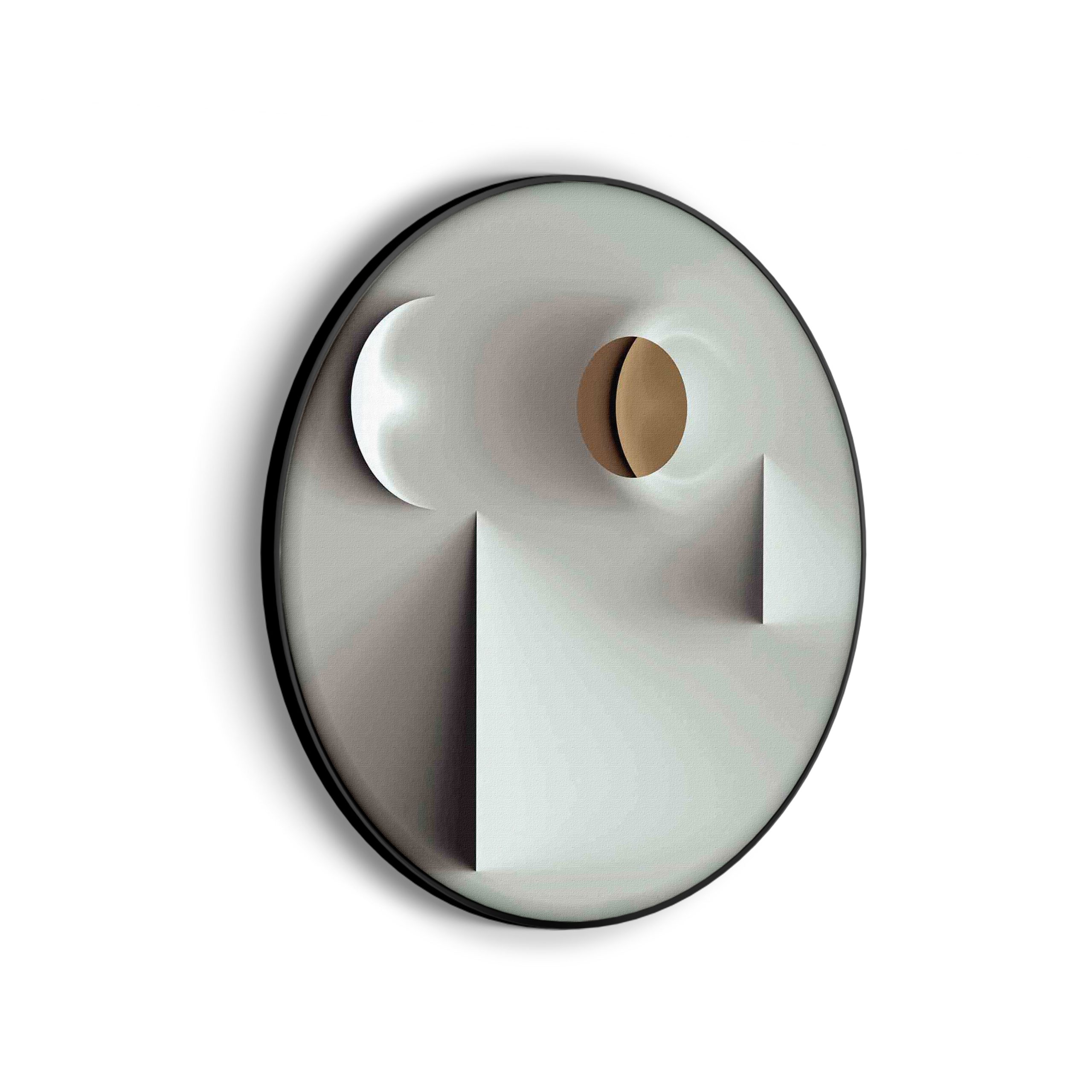 Akoestisch Schilderij Scandinavisch Wit met Goudkleurig Element Rond - Muurcirkel Template Vierkant Rond abstract 01 scaled 1