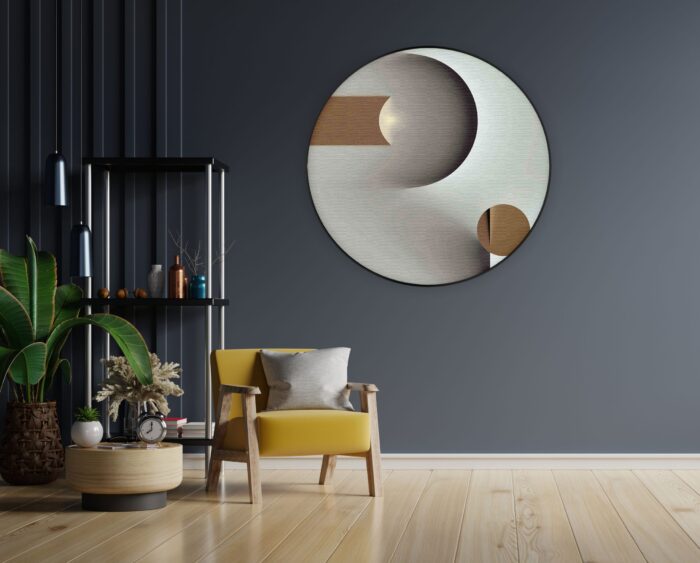 Akoestisch Schilderij Scandinavisch Wit met Goudkleurig Element 03 Rond - Muurcirkel Template Vierkant Rond abstract 101 1 1 scaled 1