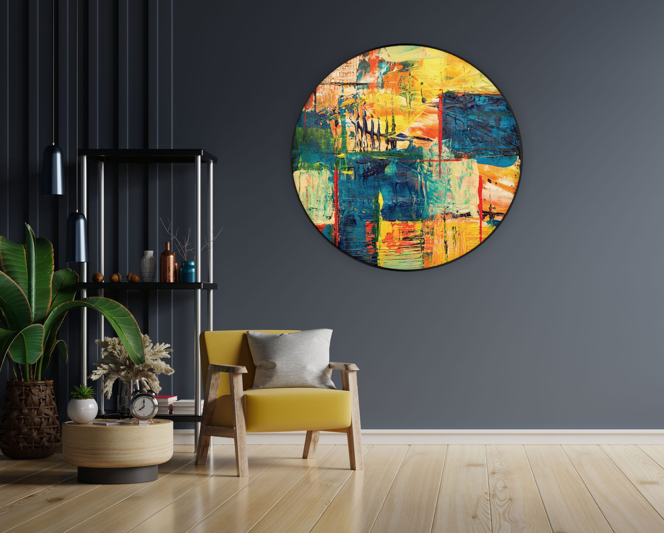 Akoestisch Schilderij Kunst Mondriaan Stijl Kleurrijk Rond - Muurcirkel Template Vierkant Rond abstract 103 1 1 scaled 1