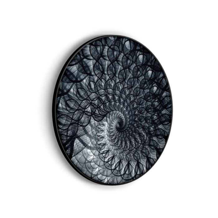 Akoestisch Schilderij Zwart Witte Spiraaltunnel Rond - Muurcirkel Template Vierkant Rond abstract 107 scaled 1