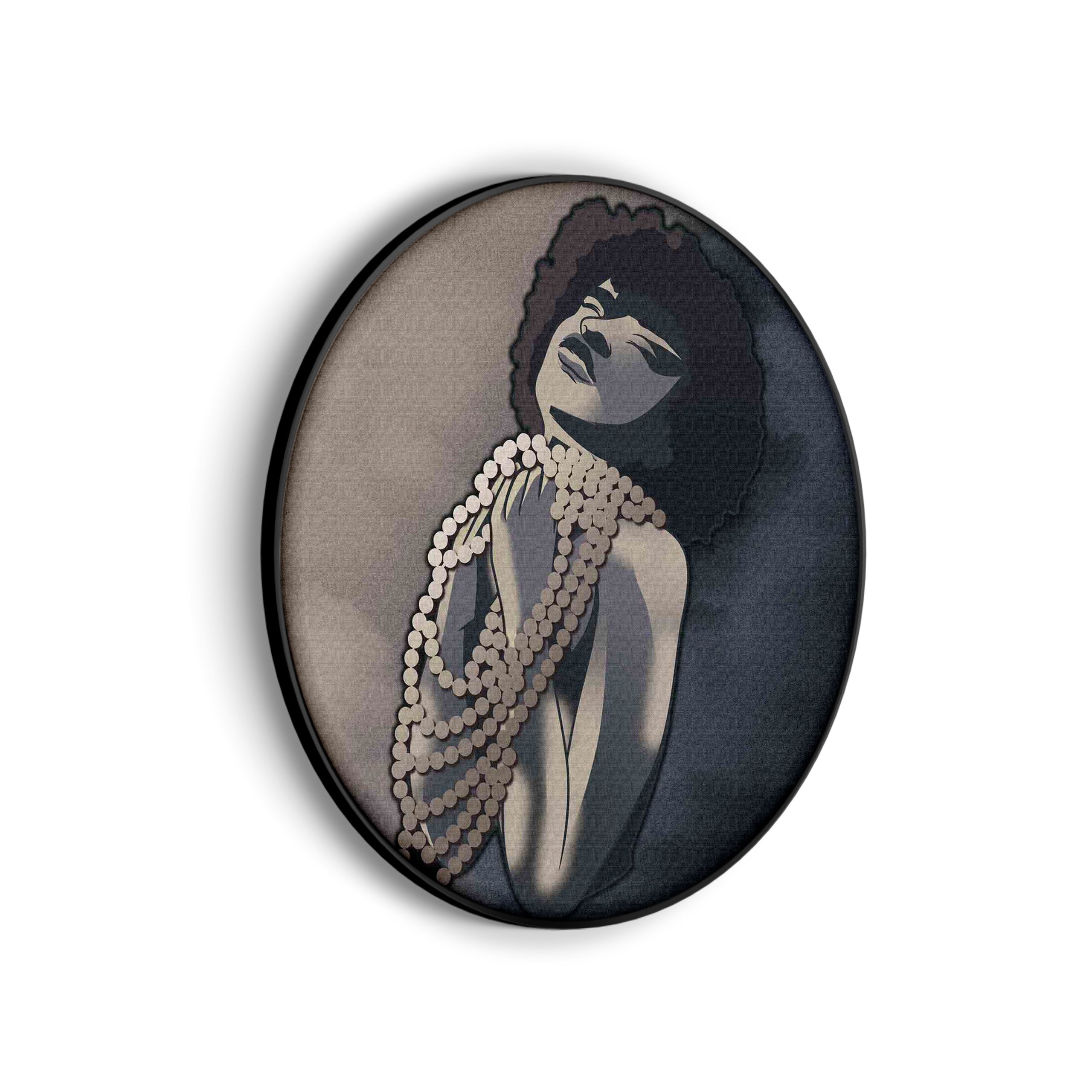 Akoestisch Schilderij Afrikaanse Vrouw met Parelketting Kunst Rond - Muurcirkel Template Vierkant Rond abstract 119 scaled 1