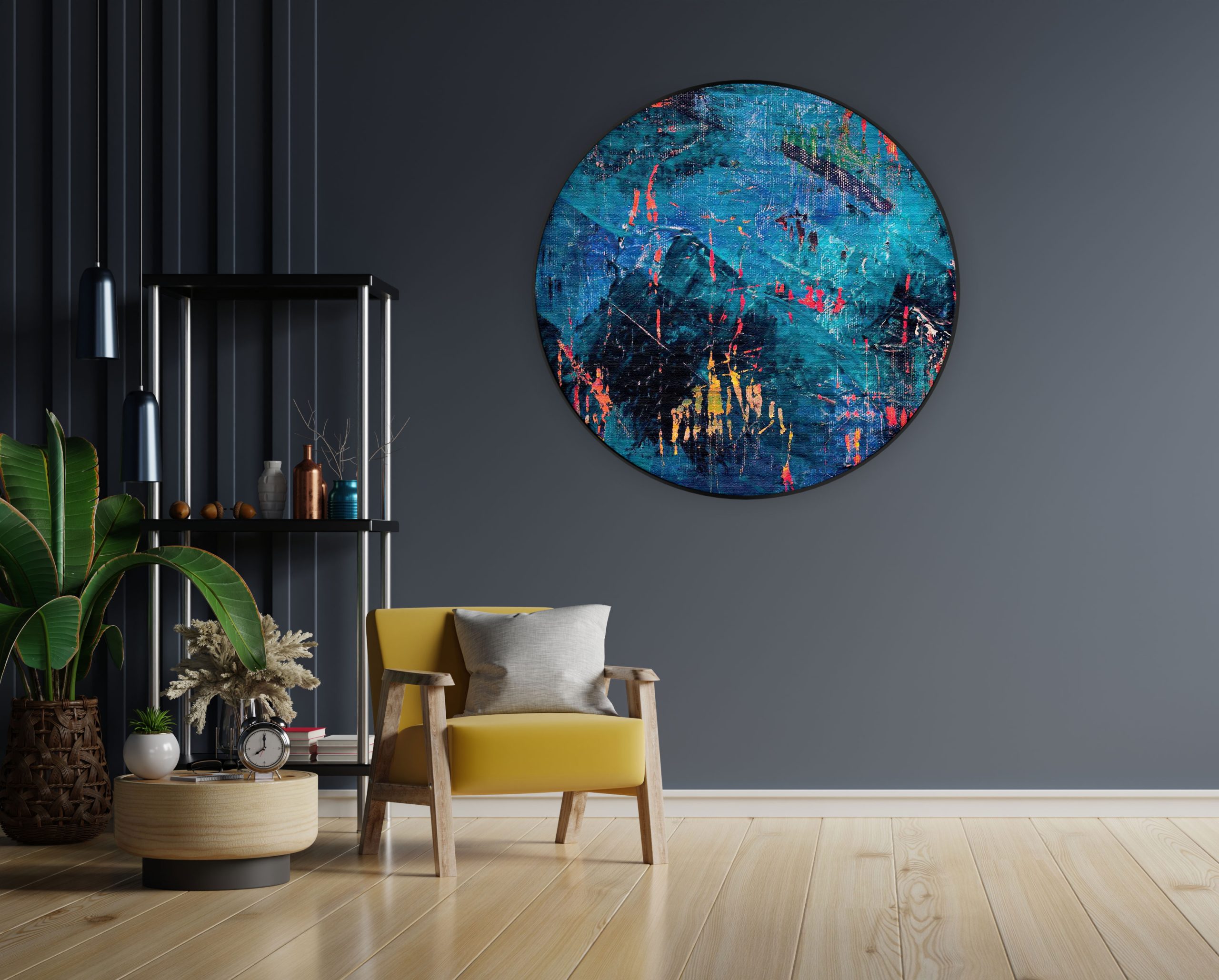 Akoestisch Schilderij Het blauwe schilderwerk Rond - Muurcirkel Template Vierkant Rond abstract 15 1 1 scaled 1