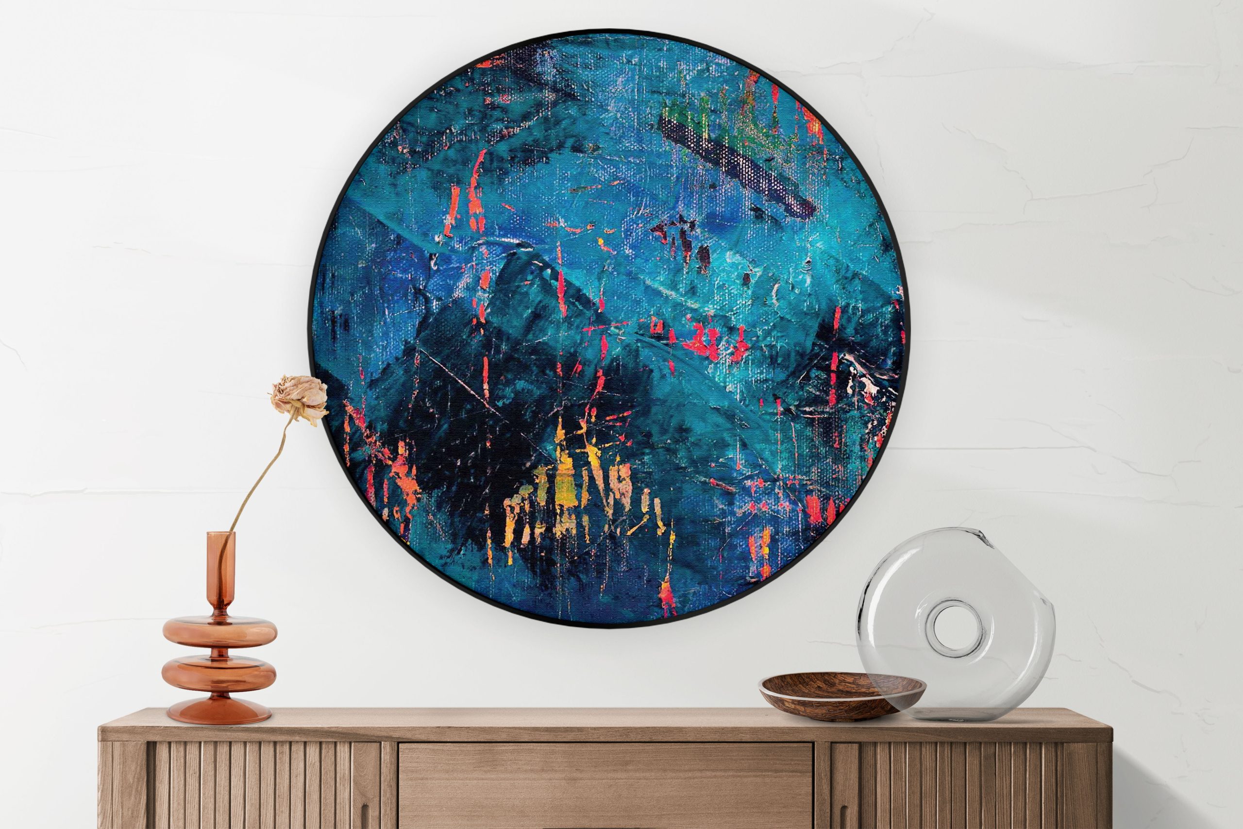 Akoestisch Schilderij Het blauwe schilderwerk Rond - Muurcirkel Template Vierkant Rond abstract 15 1 2 scaled 1