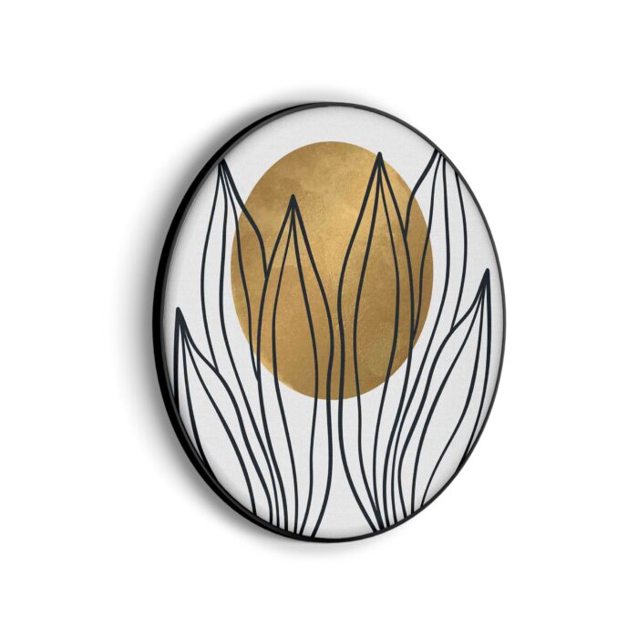 Akoestisch Schilderij Scandinavisch Design Plant met Goud Element 01 Rond - Muurcirkel Template Vierkant Rond abstract 72 scaled 1