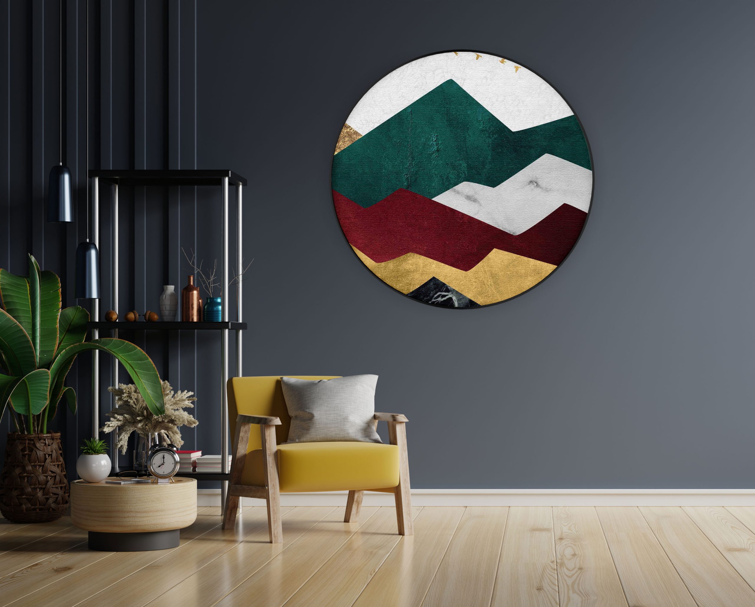 Akoestisch Schilderij Kleurrijke Bergen 03 Rond - Muurcirkel Template Vierkant Rond abstract 80 1 1 scaled 1