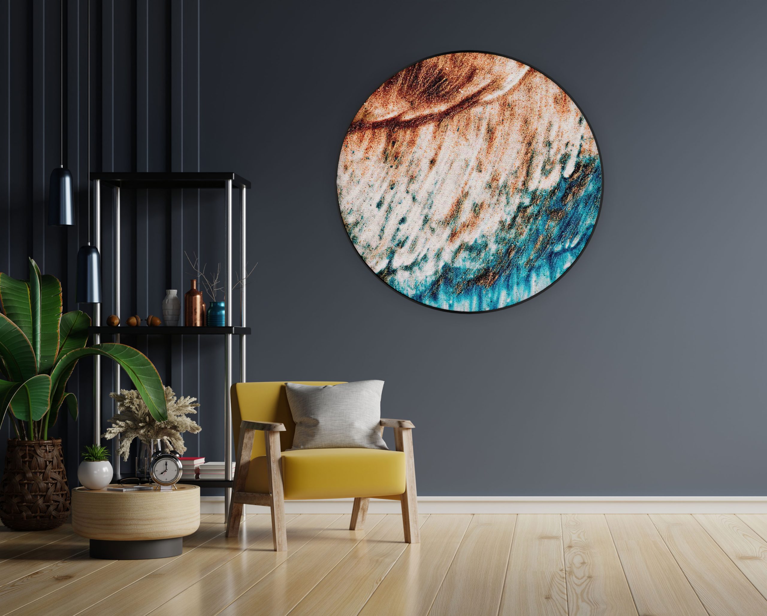 Akoestisch Schilderij Kunst Oranje blauw Rond - Muurcirkel Template Vierkant Rond abstract 93 1 1 scaled 1