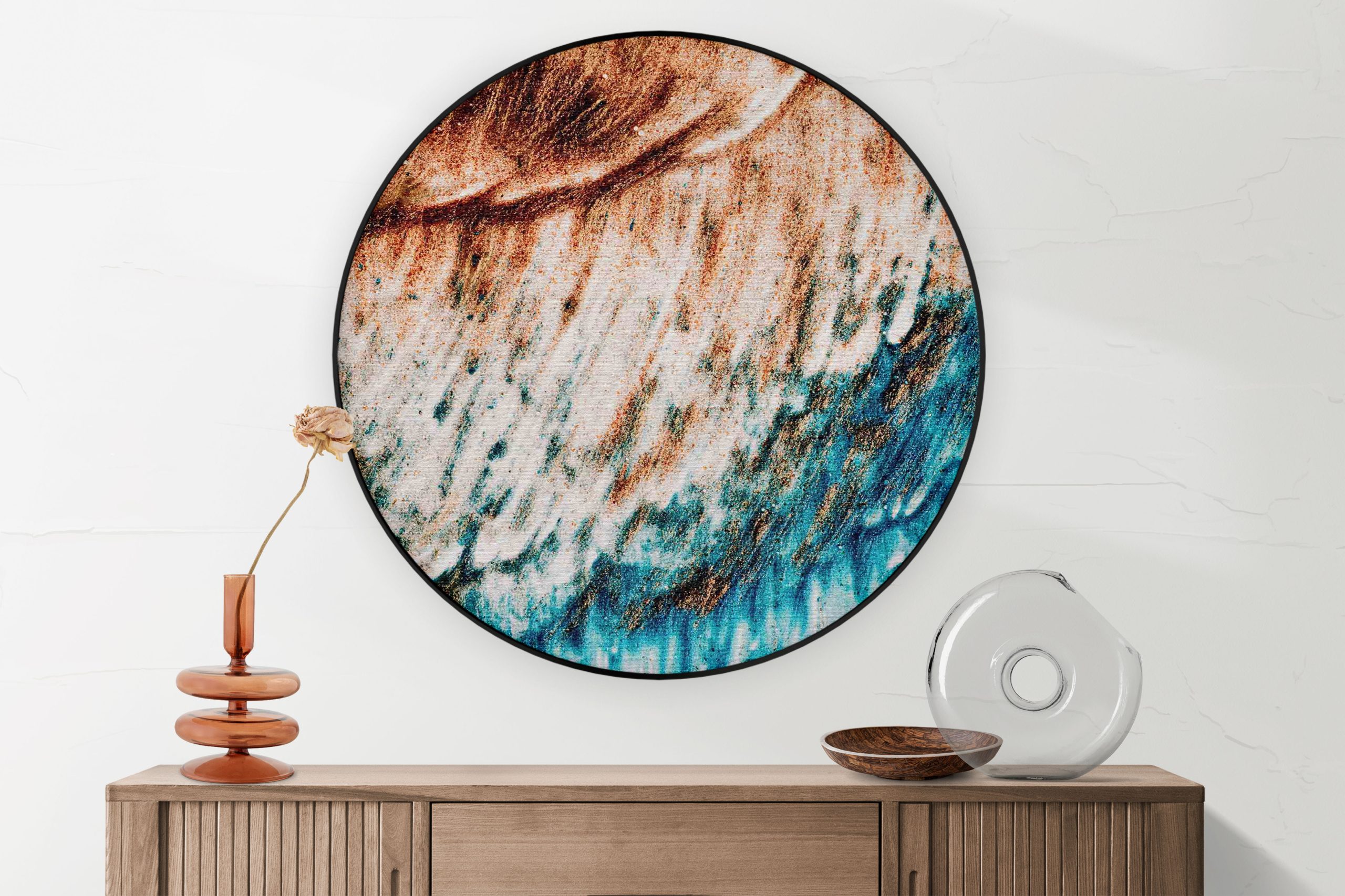 Akoestisch Schilderij Kunst Oranje blauw Rond - Muurcirkel Template Vierkant Rond abstract 93 1 2 scaled 1