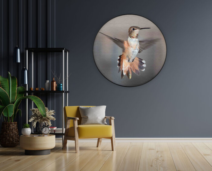 Akoestisch Schilderij De Vliegende Kolibrie Vogel Rond - Muurcirkel Template Vierkant Rond dieren 19 1 scaled 1