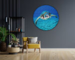 Akoestisch Schilderij Zeeschildpad In Helderblauw Water 01 Rond - Muurcirkel Template Vierkant Rond dieren 21 1 scaled 1