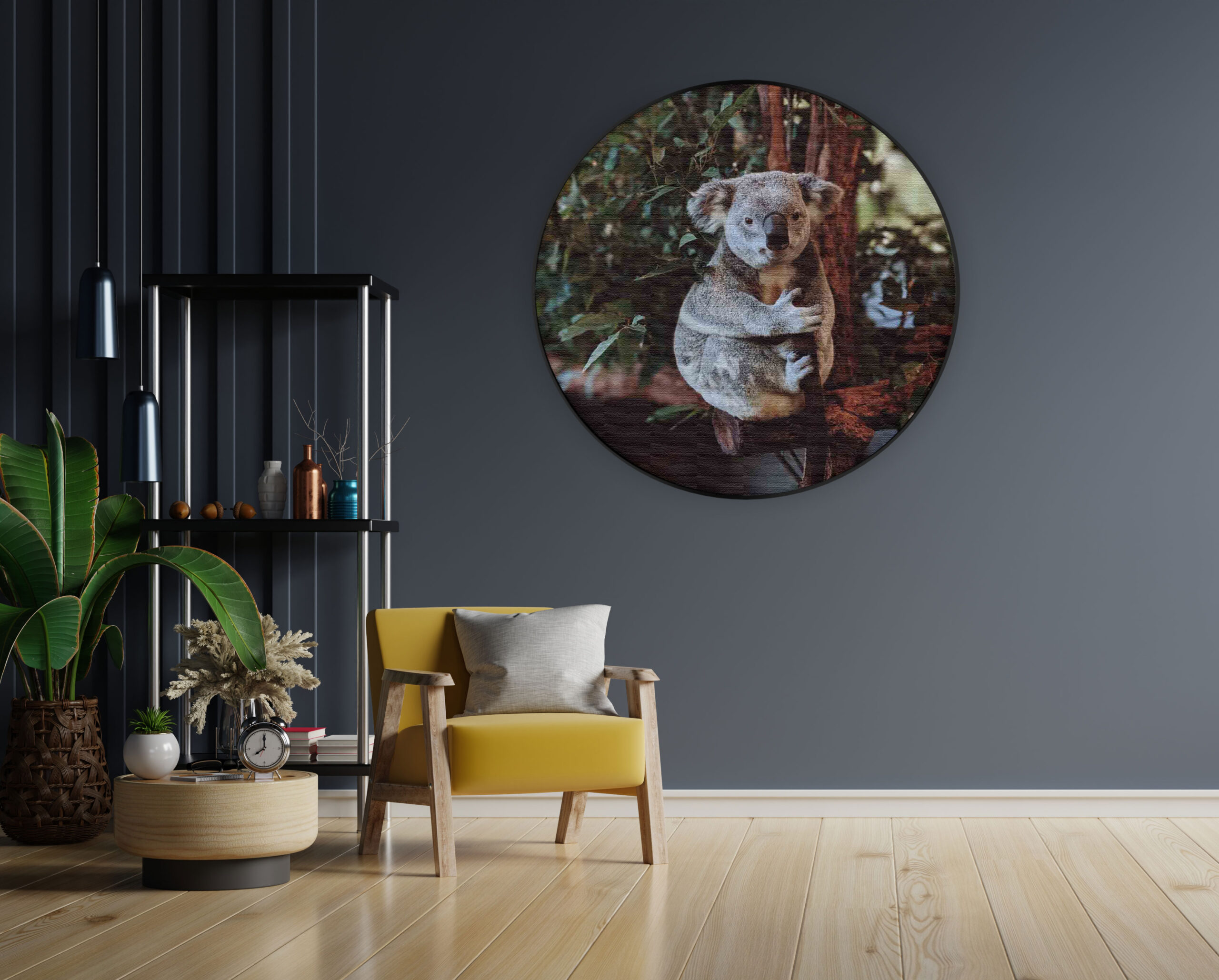 Akoestisch Schilderij De Vastgelamde Koala Rond - Muurcirkel Template Vierkant Rond dieren 23 1 scaled 1