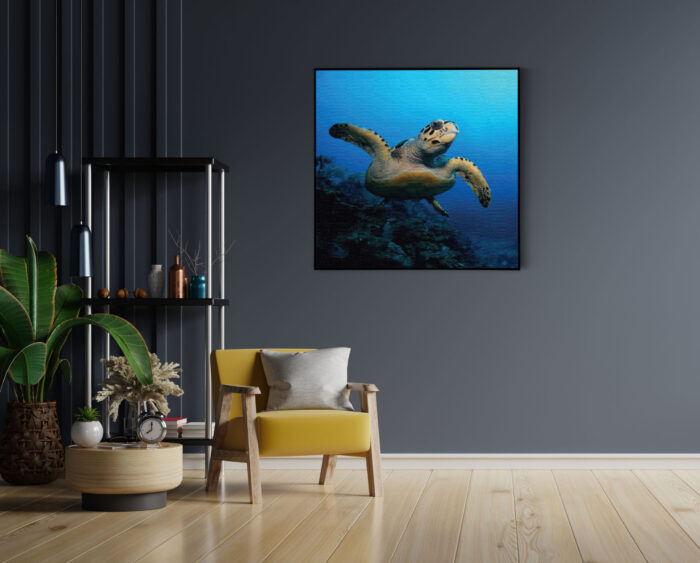 Akoestisch Schilderij Zeeschildpad In Helderblauw Water 02 Vierkant Template Vierkant Rond dieren 26 4 scaled 1