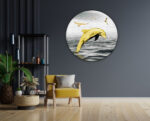 Akoestisch Schilderij Springende Dolfijnen Goud 02 Rond - Muurcirkel Template Vierkant Rond dieren 3 1 scaled 1