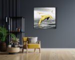 Akoestisch Schilderij Springende Dolfijnen Goud 01 Vierkant Template Vierkant Rond dieren 3 4 scaled 1