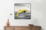 Akoestisch Schilderij Springende Dolfijnen Goud 01 Vierkant Template Vierkant Rond dieren 3 5 scaled 1