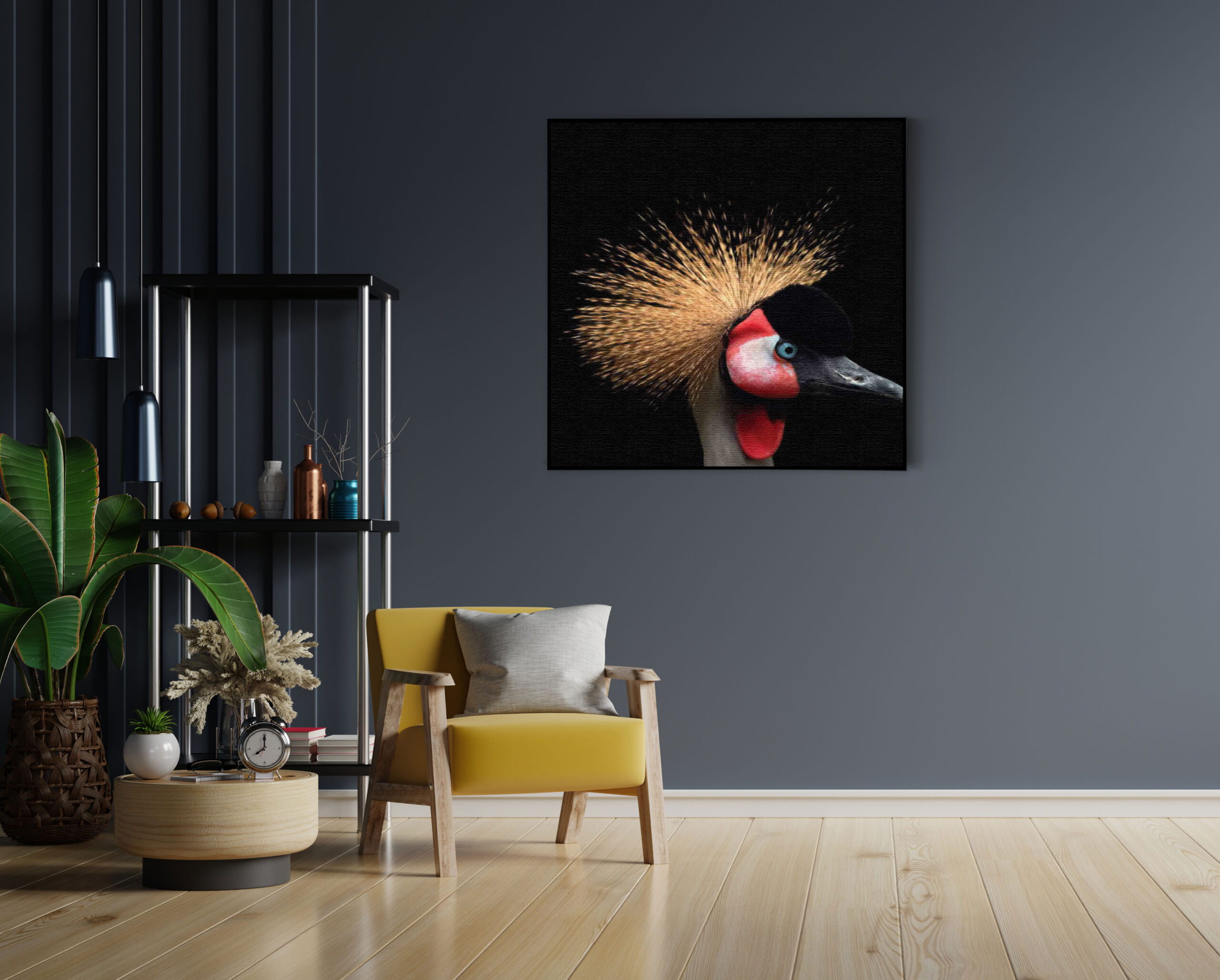 Akoestisch Schilderij Kroonkraanvolgel Close Up Colored Vierkant Template Vierkant Rond dieren 31 4 scaled 1