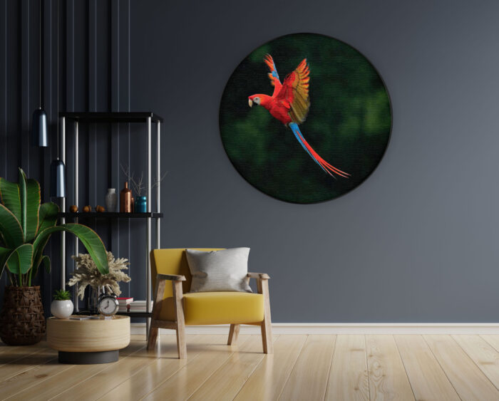 Akoestisch Schilderij Vliegende Ara Vogel Rond - Muurcirkel Template Vierkant Rond dieren 40 1 scaled 1