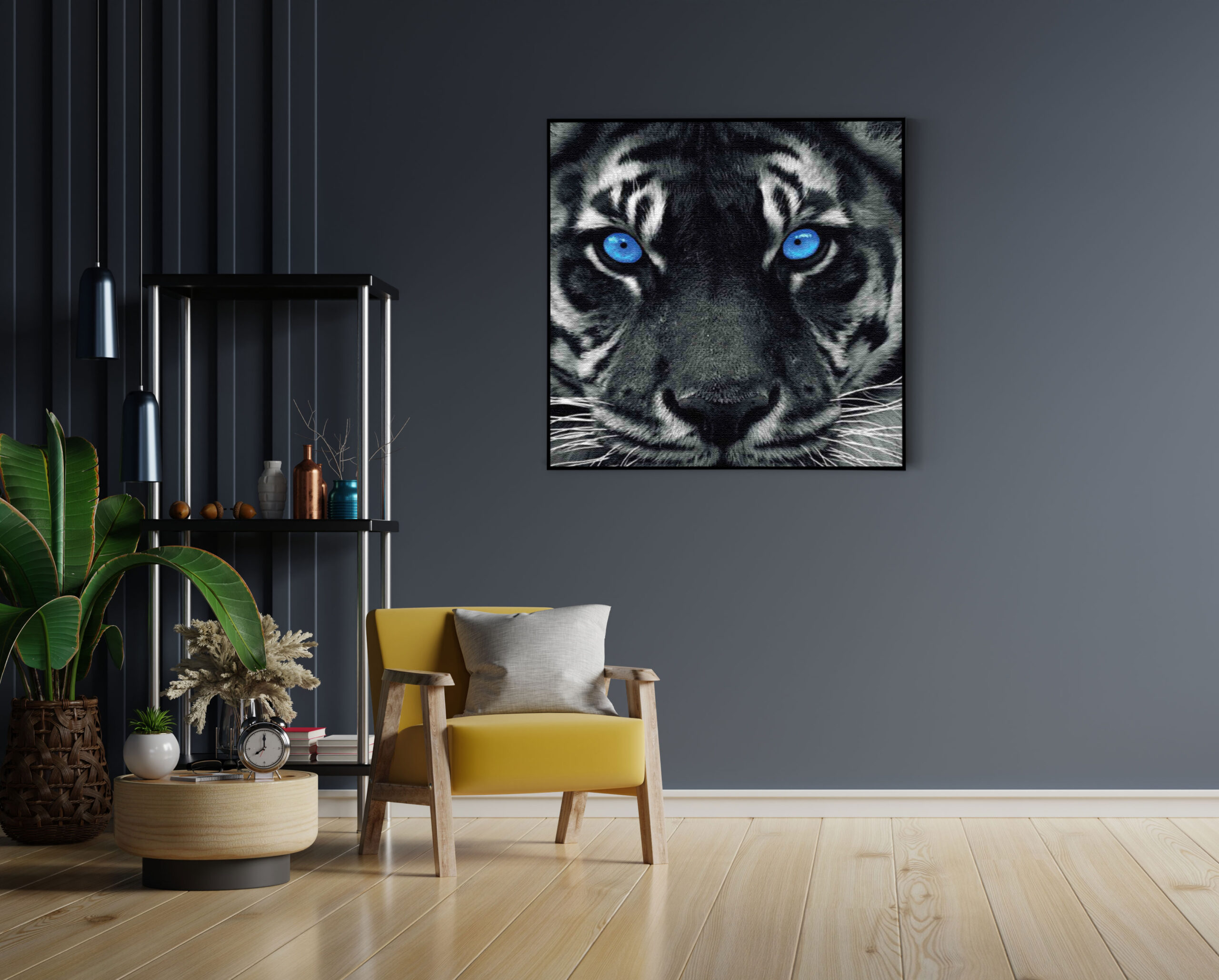 Akoestisch Schilderij Lion With Blue Eyes Vierkant Template Vierkant Rond dieren 42 4 scaled 1