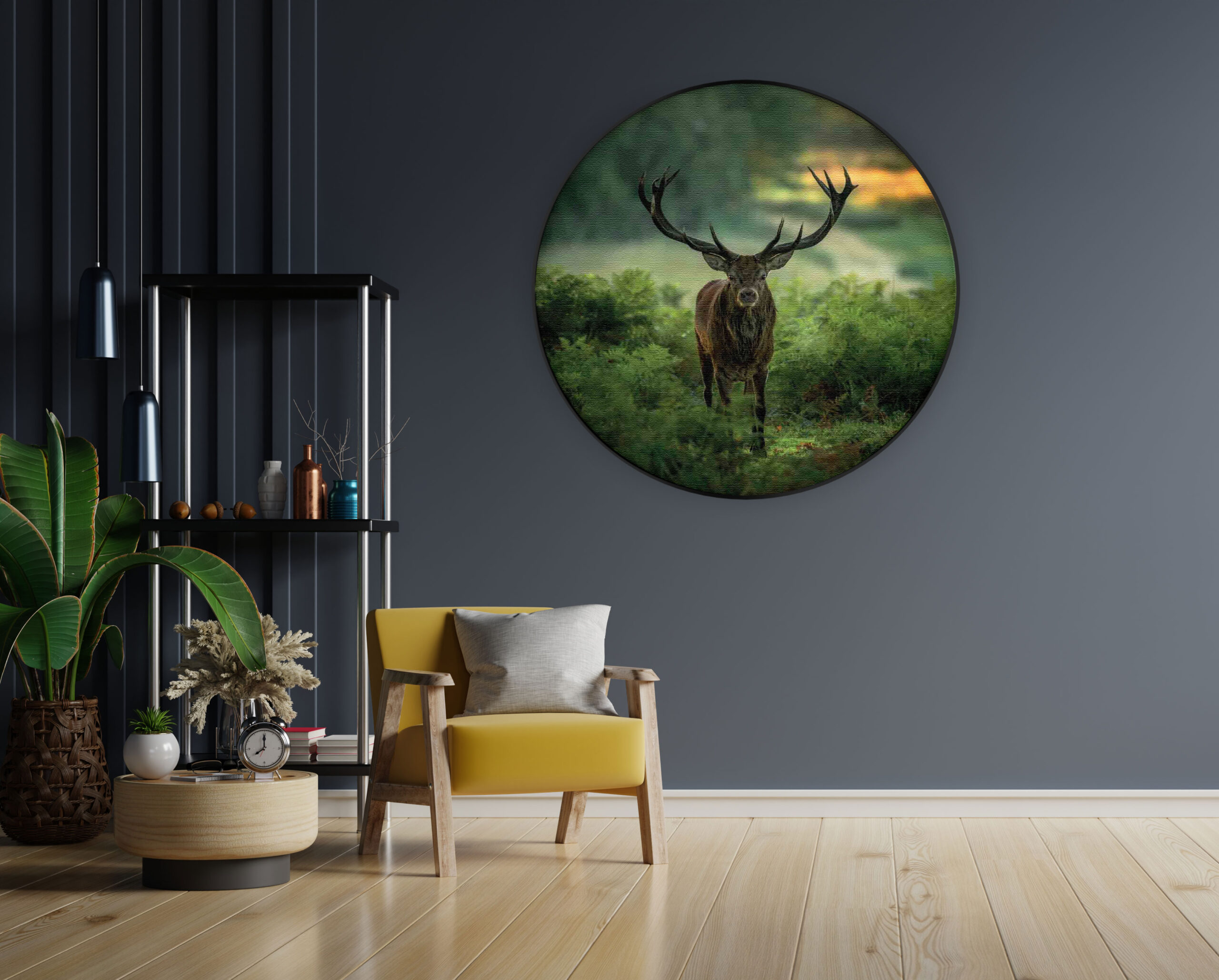 Akoestisch Schilderij Edelhert In Het Bos Rond - Muurcirkel Template Vierkant Rond dieren 45 1 scaled 1