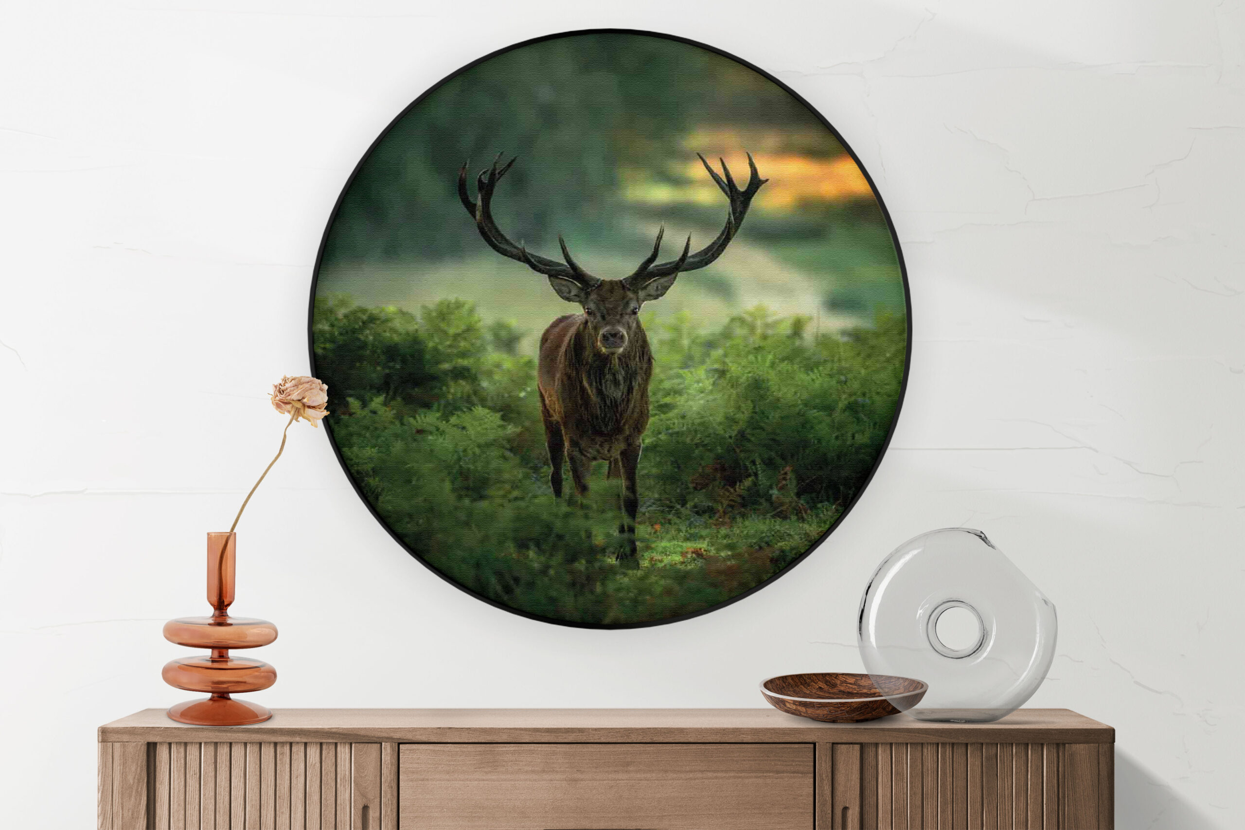 Akoestisch Schilderij Edelhert In Het Bos Rond - Muurcirkel Template Vierkant Rond dieren 45 2 scaled 1