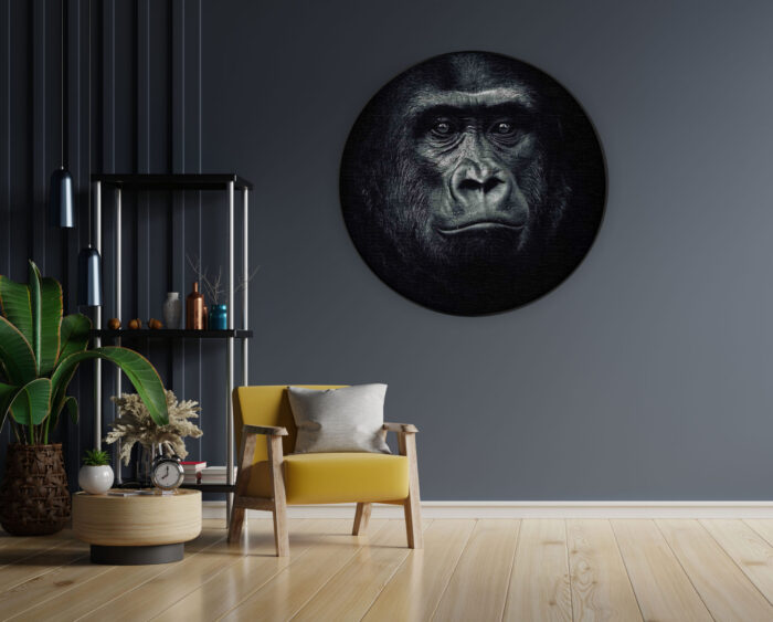 Akoestisch Schilderij De Gorilla Aap Rond - Muurcirkel Template Vierkant Rond dieren 61 1 scaled 1
