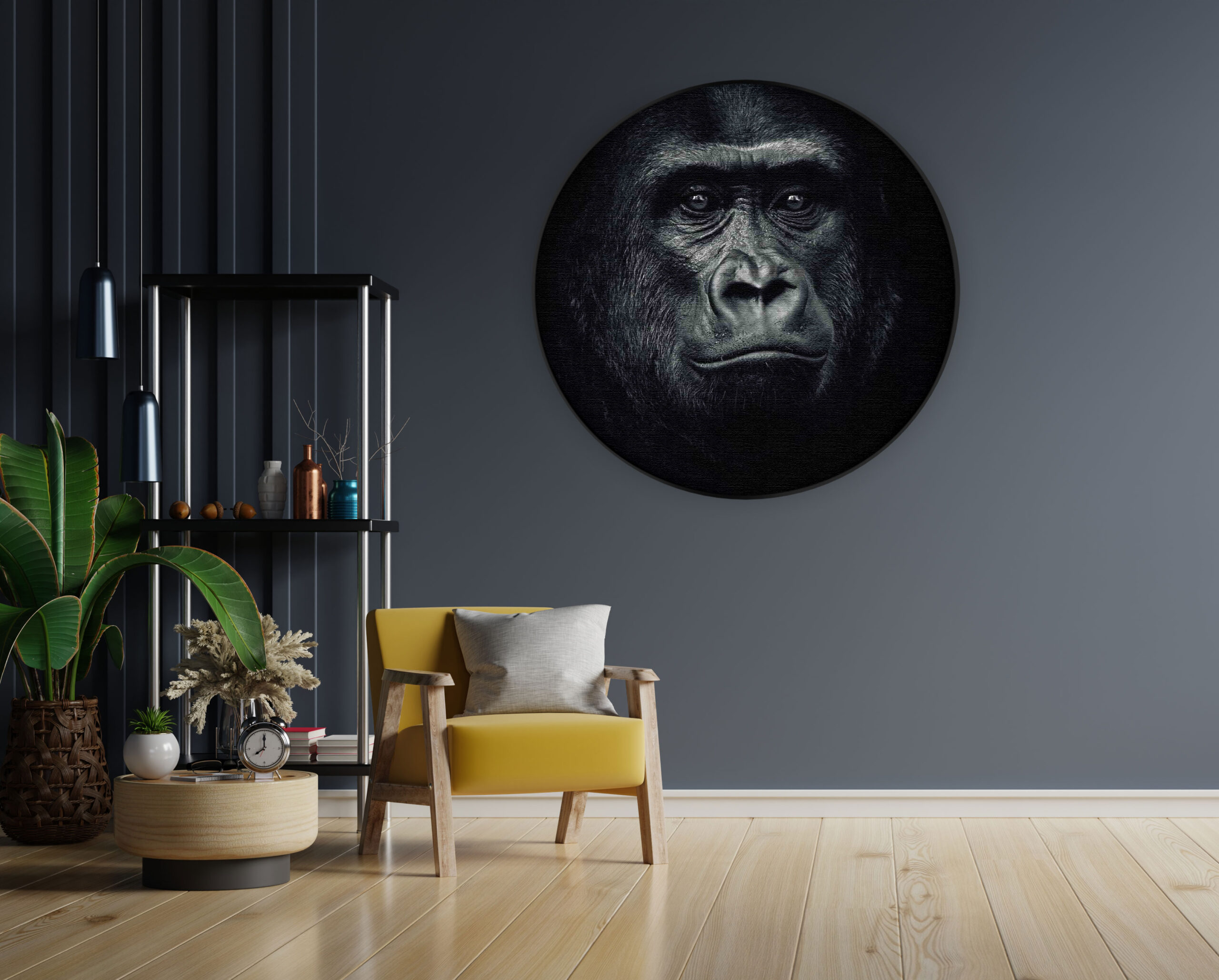 Akoestisch Schilderij Olifant Zwart Wit Rond - Muurcirkel Template Vierkant Rond dieren 61 1 scaled 1