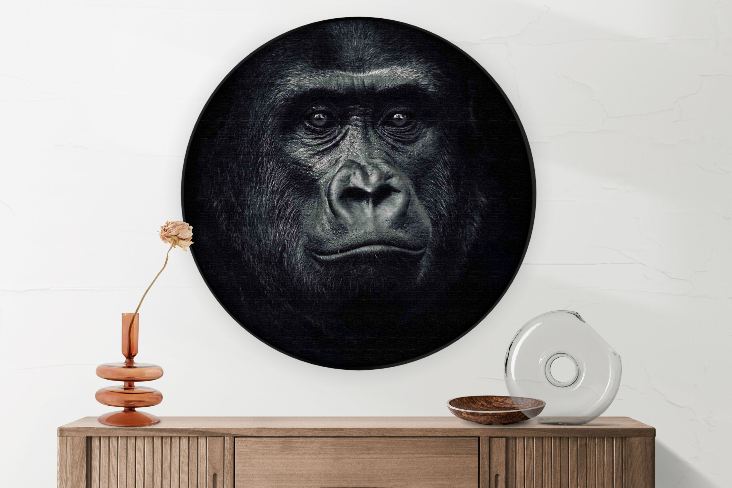 Akoestisch Schilderij Olifant Zwart Wit Rond - Muurcirkel Template Vierkant Rond dieren 61 2 scaled 1