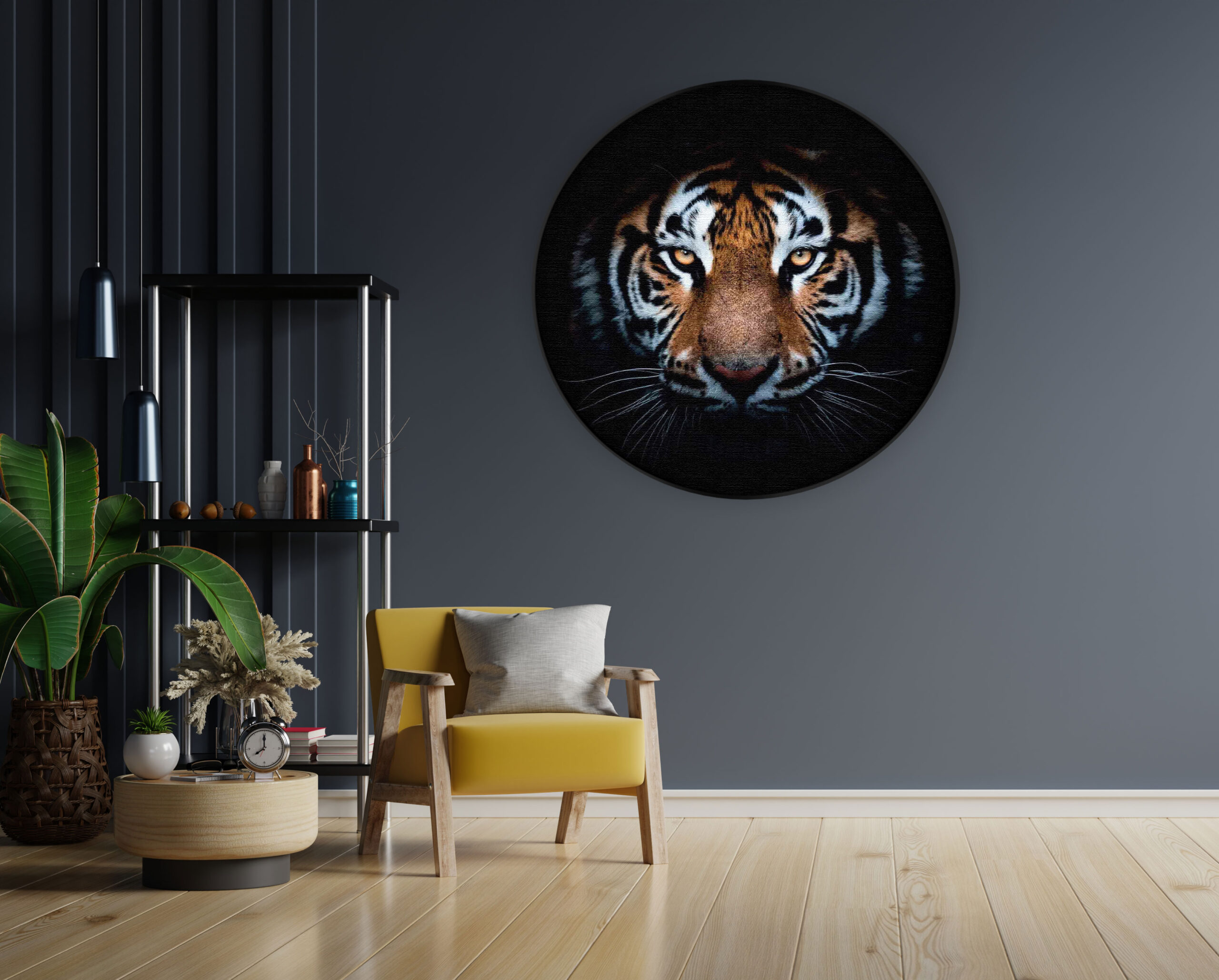 Akoestisch Schilderij De Gevaarlijke Tijger Rond - Muurcirkel Template Vierkant Rond dieren 62 1 scaled 1