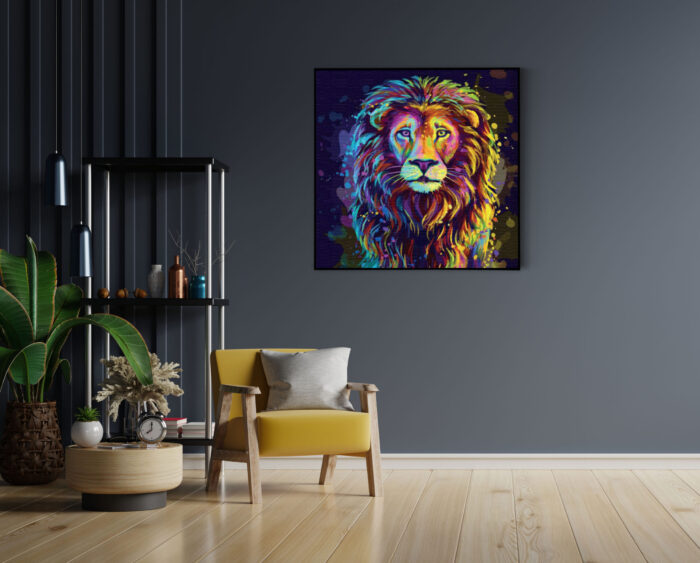 Akoestisch Schilderij Colored Lion Vierkant Template Vierkant Rond dieren 64 4 scaled 1