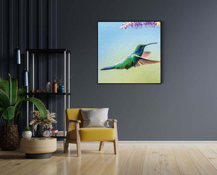 Akoestisch Schilderij Colibri Onderweg Naar Lavendel Vierkant Template Vierkant Rond dieren 66 4 scaled 1