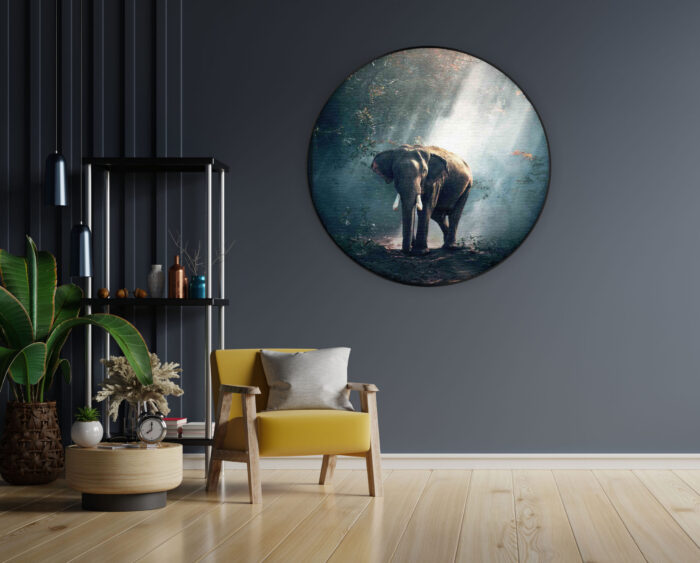 Akoestisch Schilderij Olifant Zwart Wit Rond - Muurcirkel Template Vierkant Rond dieren 69 1 scaled 1