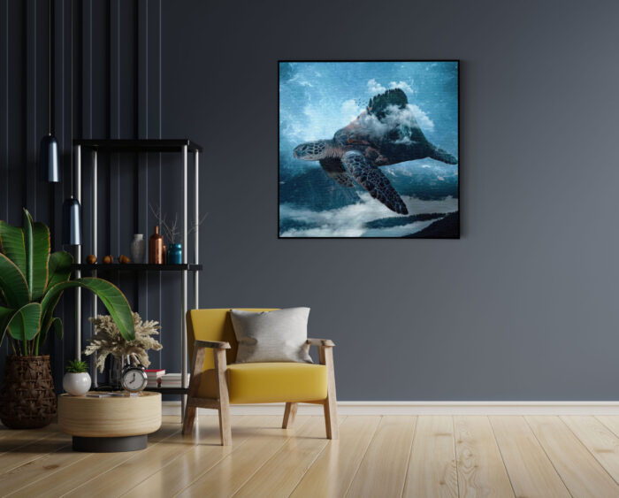 Akoestisch Schilderij De Vliegende Zeeschildpad Vierkant Template Vierkant Rond dieren 70 4 scaled 1