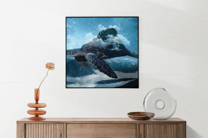 Akoestisch Schilderij De Vliegende Zeeschildpad Vierkant Template Vierkant Rond dieren 70 5 scaled 1