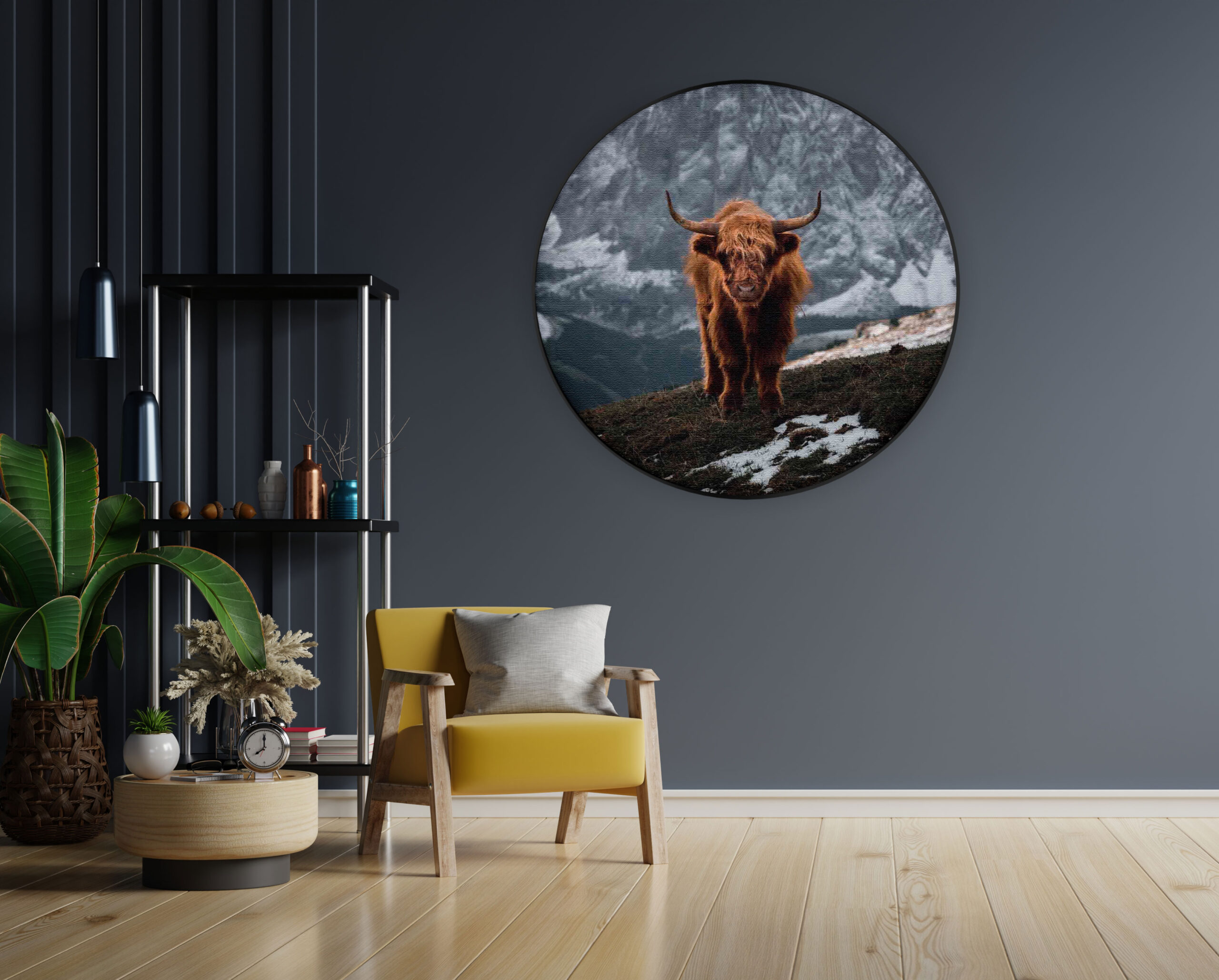 Akoestisch Schilderij Bizon Van Het Gebergten Rond - Muurcirkel Template Vierkant Rond dieren 71 1 scaled 1