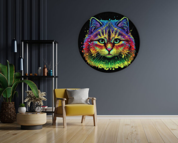 Akoestisch Schilderij Colored Cat Rond - Muurcirkel Template Vierkant Rond dieren 76 1 scaled 1