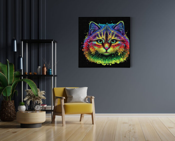 Akoestisch Schilderij Colored Cat Vierkant Template Vierkant Rond dieren 76 4 scaled 1