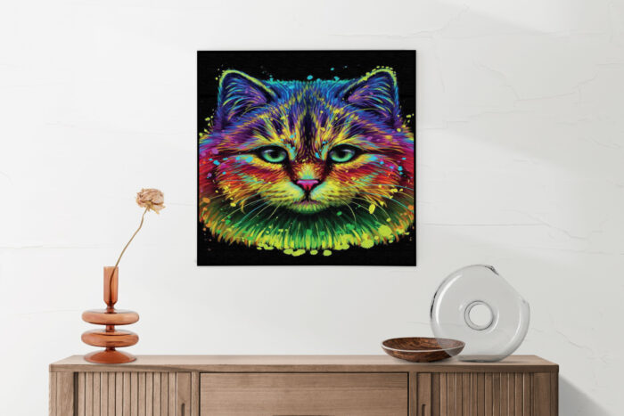Akoestisch Schilderij Colored Cat Vierkant Template Vierkant Rond dieren 76 5 scaled 1